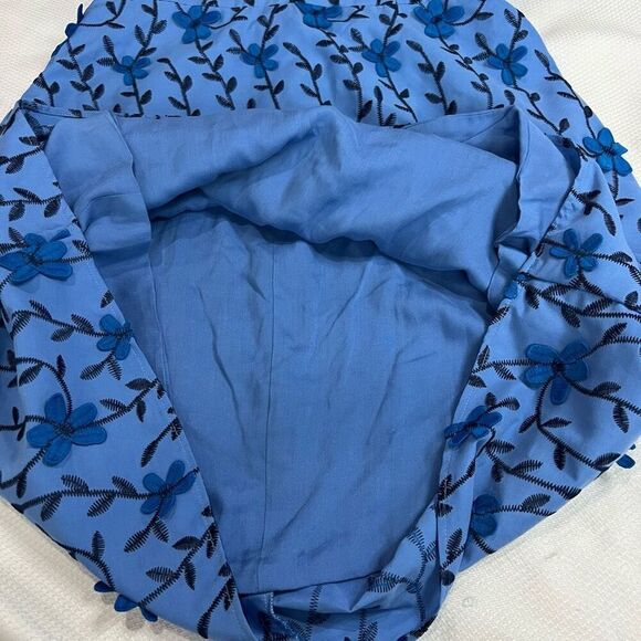 Dress the Population Blue Floral Appliqué Juniper Crepe Unique Dress Sz M Woman - Picture 9 of 12